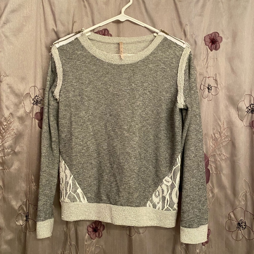 Grey sweater with lace